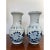 This is a beautiful pair of chinoiserie blue and white vases with Greek Key motif around the top edges as well as cherry...