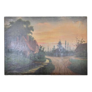 Unknown Artist, Landscape with Cottage, 19th Century, Oil on Canvas For Sale