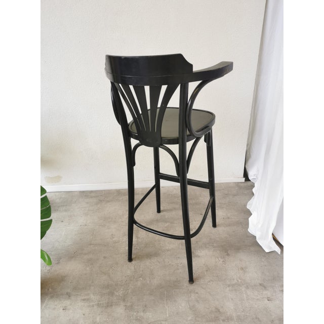 Mid-Century Black Bentwood Bar Chair in the style of Thonet, 1970s For Sale - Image 14 of 18
