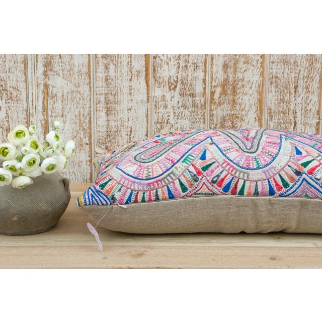 Textile Paann Antique Tribal Grain Sack Pillow For Sale - Image 7 of 10