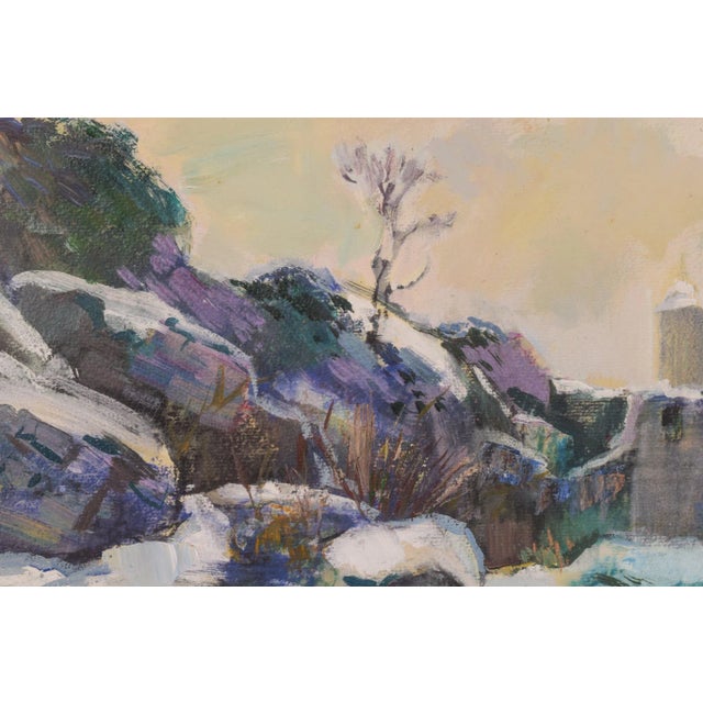 R. Marrera, Impressionist Snowscape, Mid 20th-Century, Oil on Paper, Framed For Sale - Image 4 of 13