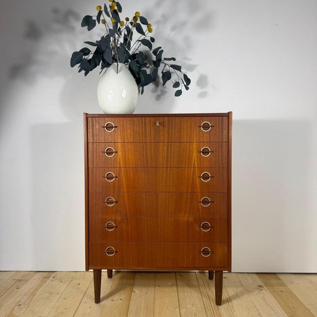 Danish Teak Chest of Drawers with Brass Insert, 1960s For Sale - Image 12 of 12