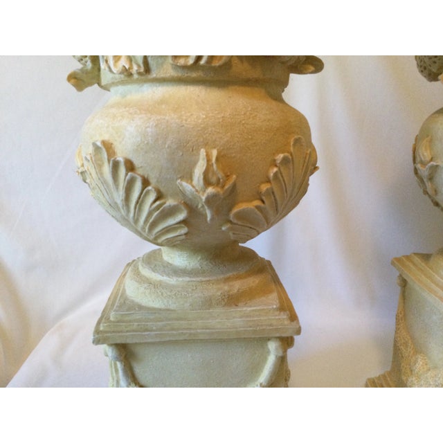 French Vintage French Anduze Style Vases With Fruit Sculptures/Topiary, a Pair For Sale - Image 3 of 18