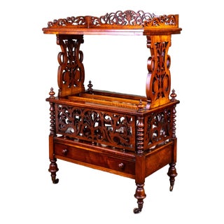 Mid 19th Century Victorian Burl Walnut English Canterbury | Étagère For Sale