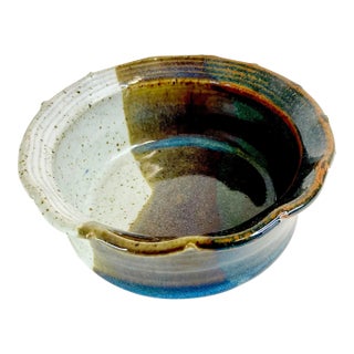1990s Vintage Boho Chic Americana Folk Art Studio Pottery Bowl by Lara For Sale