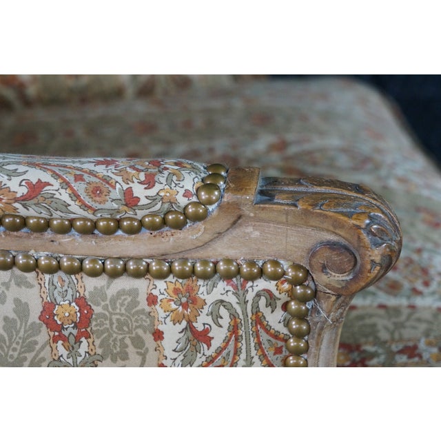 Vintage French Louis XVI Style Walnut Bergère Wingback Library Reading Chair For Sale - Image 17 of 18