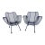 1950s Set of 2 Russell Woodard "Sculptura" Black Iron Mesh Dining Armchairs, Attributed For Sale