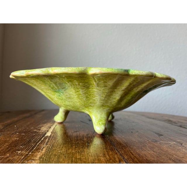 Late 20th Century Late 20th Century Dipinto Positano Italy Terracotta Tripod Footed Scalloped Edge Bowl Platter 11” For Sale - Image 5 of 10