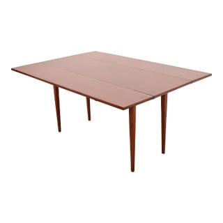 Jack Cartwright for Founders Mid-Century Modern Walnut Drop-Leaf Harvest Dining Table, Newly Refinished For Sale