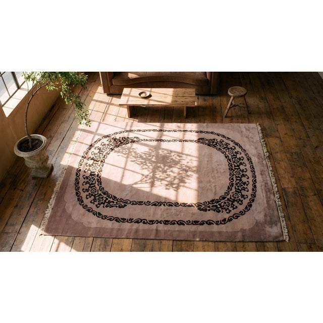 1920s Gray Minimalist Solid Antique Art Deco Rug 9'2" X 12'3" Handknotted Wool Carpet For Sale In New York - Image 6 of 8
