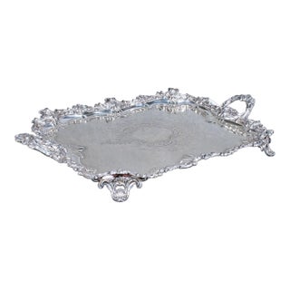 Large Antique Presentation Tray, English, Silver Plate, Afternoon Tea, Victorian For Sale