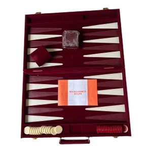 Vintage Burgundy Velvet Backgammon Game Board Carrying Case