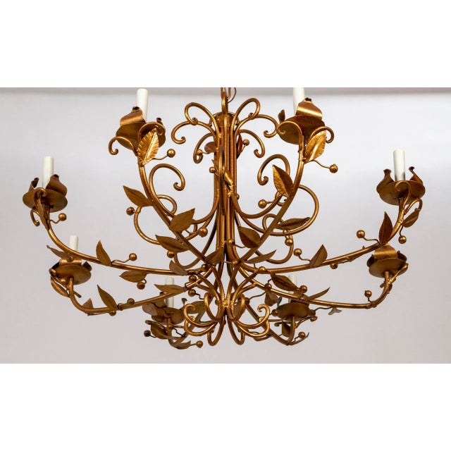 Late 20th Century Rose Gold 8-Light C-Curve Berry Chandelier For Sale - Image 4 of 10