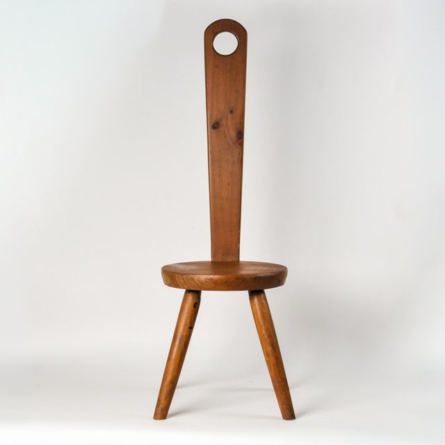 Mid 20th Century Keyhole Chair by William Fetner Signed Pine Tall Back Sculptural Chair For Sale - Image 13 of 14
