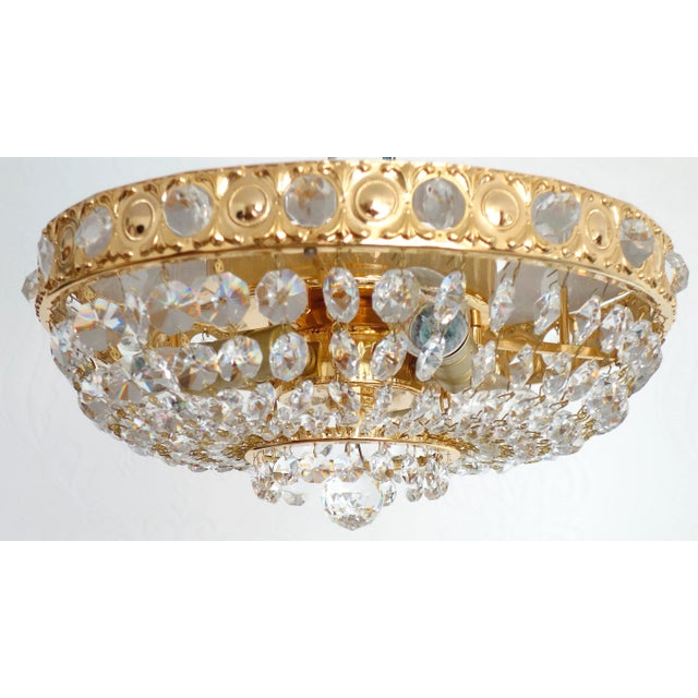 24 Carat Gold-Plated Brass & Lead Crystal Chandelier from Sölken Leuchten For Sale - Image 10 of 10