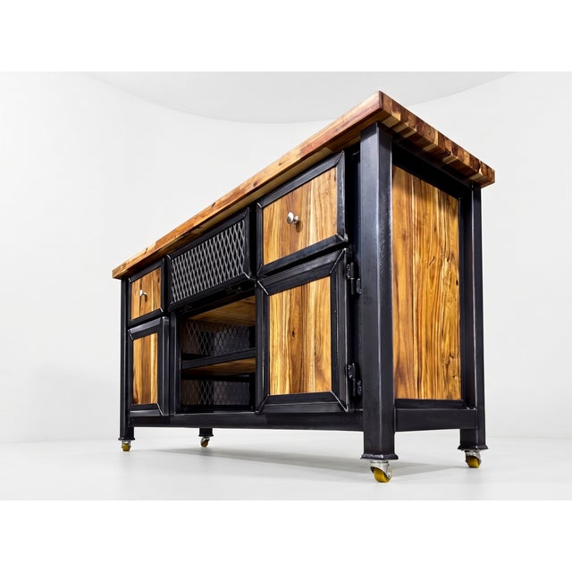 Custom Industrial Steel and Wood Media Console by Gerarden Fabrication & Design Handcrafted in Green Bay, Wisconsin, this...