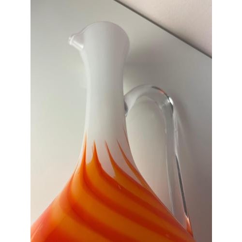 Orange Opal Glass Vase with Flame Pattern by Vetreria Artigiana Sanminiatello For Sale - Image 8 of 11