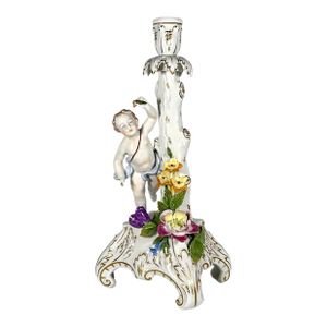Carl Thieme Dresden Porcelain Figural Putto Candlestick