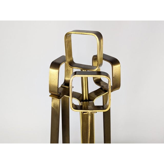 Italian Brushed Brass Fireplace Tools, 1970s For Sale - Image 10 of 15