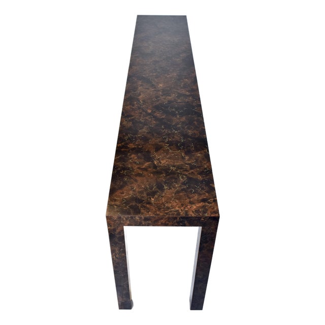 Milo Baughman Parsons Burl Tortoise Console Table For Sale