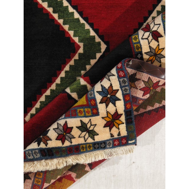1980s Vintage Hand-Knotted Persian Gabbeh Rug 4'0" X 6'8" For Sale - Image 5 of 6
