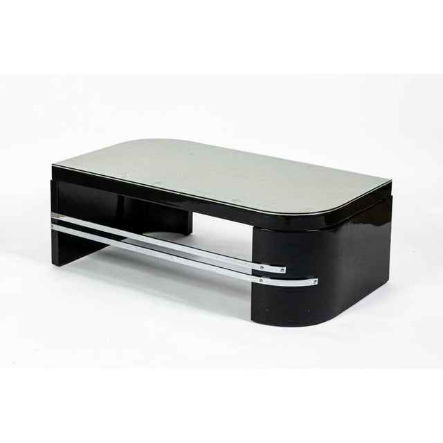 Art Deco Coffee Table in Black Lacquer and Metal Leaf, Circa 1935 For Sale In Detroit - Image 6 of 14