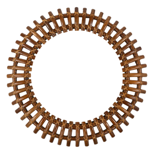 Mid-Century Rattan & Bamboo Sunburst Round Wall Mirror, Italy, 1960s