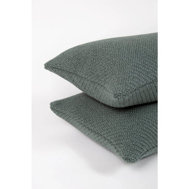 Contemporary Teal Knit Lumbar Pillow For Sale - Image 4 of 5