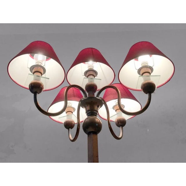 Art Deco Copper Floor Lamp attributed to Atelier Petitot, France, 1930s For Sale - Image 3 of 10