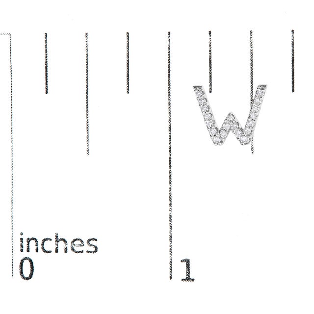Early 21st Century 10K White Gold 1/10 Cttw Diamond 'W' Initial Stud Earring For Sale - Image 5 of 5