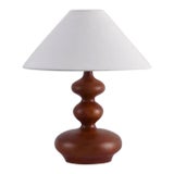 Walnut Wood Minimalist Fabric Table Lamp For Sale