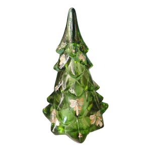 Late 20th Century Fenton Hand Painted Christmas Tree - Hand Painted by Bym Young