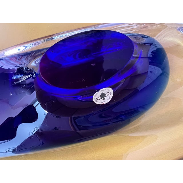 MCM Beranek Art Glass Bowl Cobalt Blue Czech Republic Handmade MidCentury Modern For Sale - Image 4 of 6