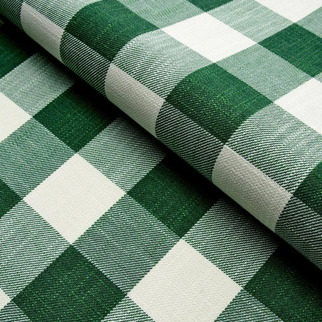 Schumacher Sample - Schumacher Picnic Indoor/Outdoor Fabric, Emerald For Sale - Image 4 of 5