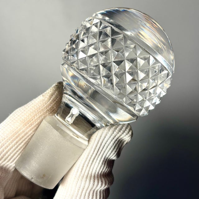 Silver Pointed Diamond Crystal Carafe with Silver Neck from Baccarat For Sale - Image 8 of 18