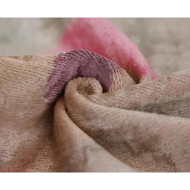 Blush Blush Abstract Silk Velvet Lumbar Pillow, Vegetable Dyed – 16x24 In For Sale - Image 8 of 8