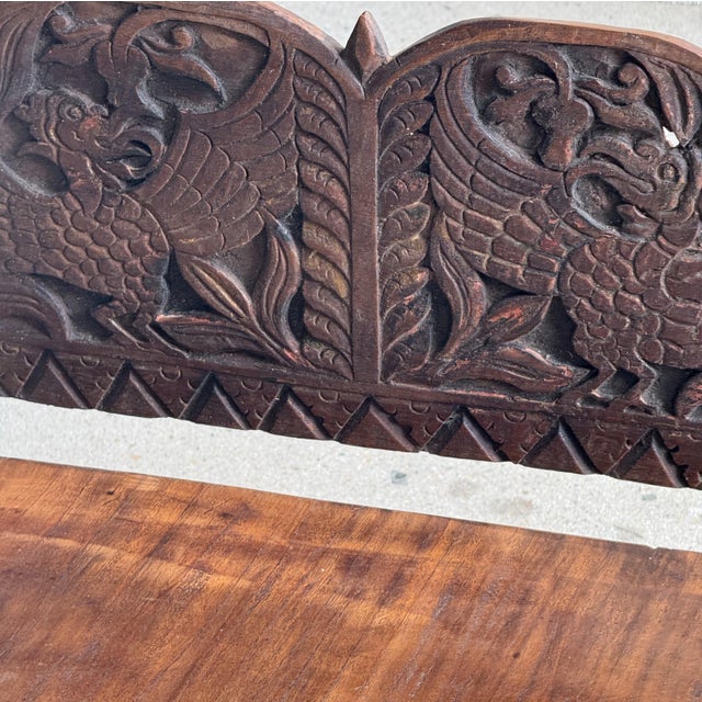 Mini Bench with Carved Backrest, 1980s For Sale - Image 18 of 18