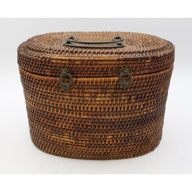 Circa 1880s Famille Rose Tea Pot & Tea Bowl in Basket For Sale - Image 9 of 11