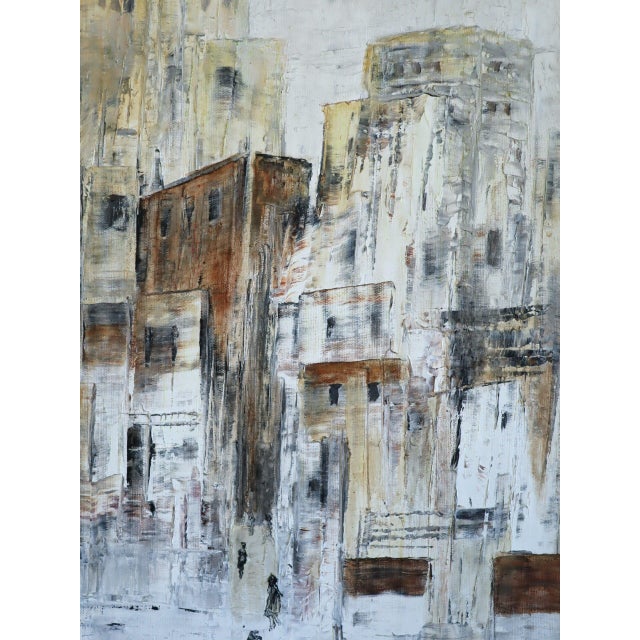 Brown 1979 Modernist 'Old Town Reverie' Vintage Swedish Semi-Abstract Street Scene Oil Painting, Framed For Sale - Image 8 of 11