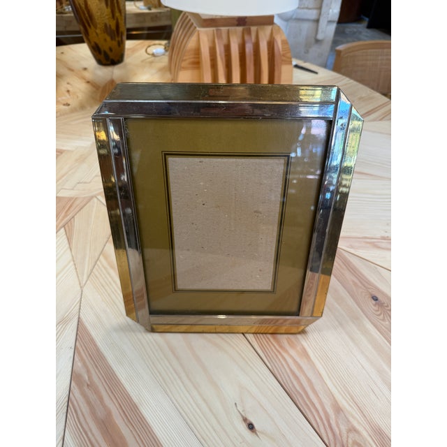 Vintage Brass and Chrome Picture Frame For Sale - Image 4 of 5