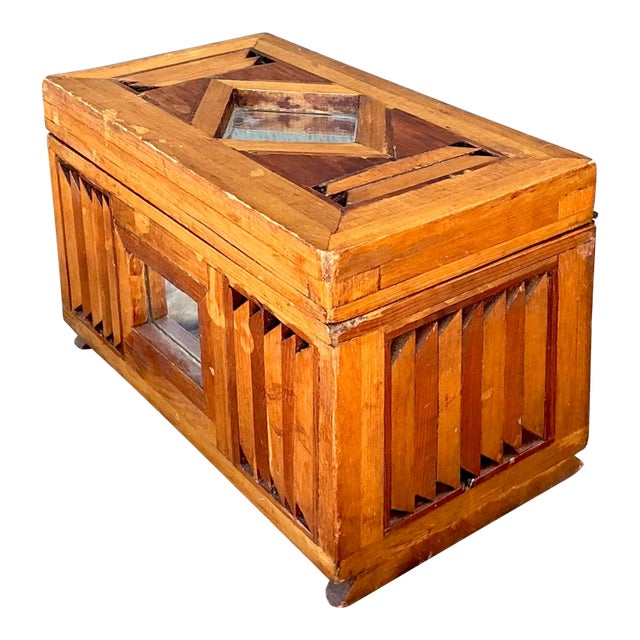 Vintage Inlay Wooden Box For Sale