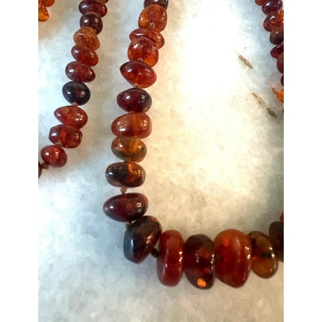 Contemporary Vintage Baltic Amber Hand Knotted Beaded Necklace For Sale - Image 3 of 3