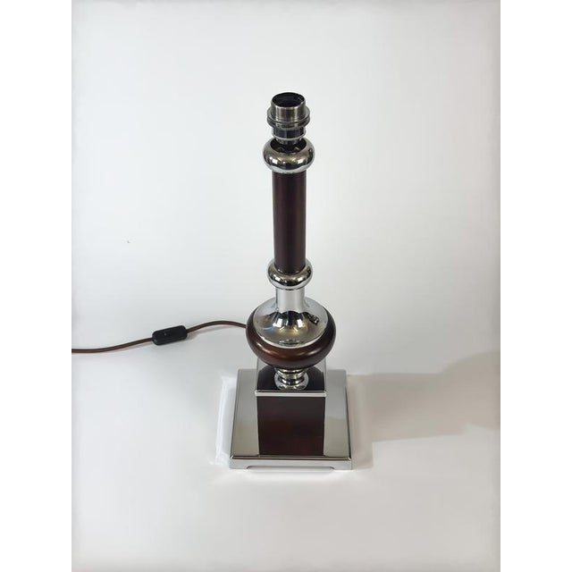 Mid-Century Modern Chrome and Rosewood Table Lamp attributed to Richard Essig, 1970s For Sale - Image 6 of 10