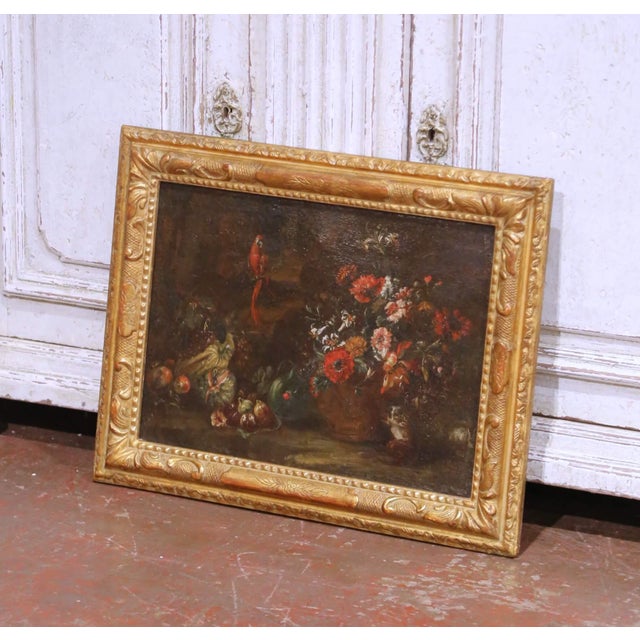 This elegant antique Flemish School still life painting was executed in oil on canvas circa 1770, and reflects the refined...