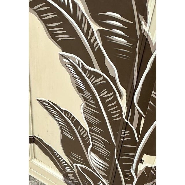 Cream Vintage Banana Leaf Hand Painted Cabinet For Sale - Image 8 of 14