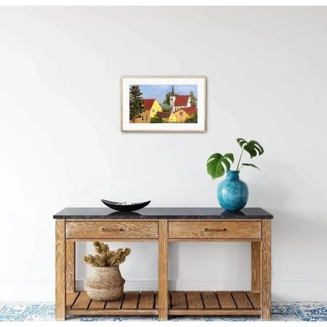 Quiet Places & Coastal — Mendocino Cemetery Church View Original oil painting by Haas, 16 x 9 unframed board, signed. A...