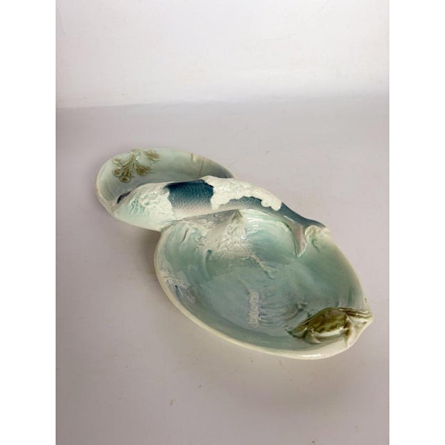 Art Nouveau Majolica Trinket Dish with Fish Decoration, France, 1920s For Sale - Image 12 of 13