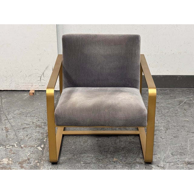 Restoration Hardware Miles Velvet + Brass Arm Chair For Sale - Image 10 of 12
