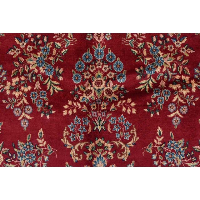 Kerman Rug 9’1” X 14’7” Red Wool Vintage Traditional Hand-Knotted Carpet For Sale - Image 9 of 15