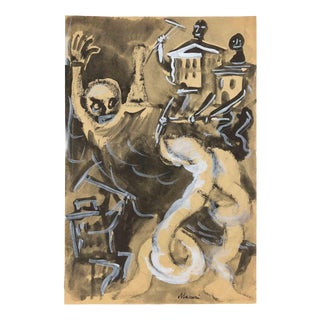 Mino Maccari, The Apocalypse, 1940, Tempera, Watercolor and White Lead on Paper For Sale